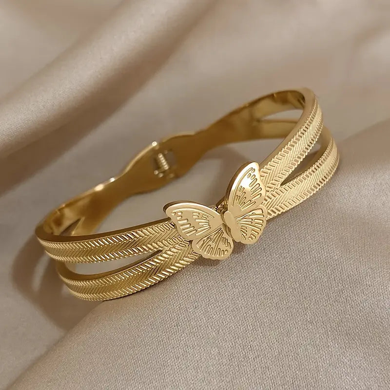 18k STAINLESS STEEL BRACELET WITH BUTTERFLIES