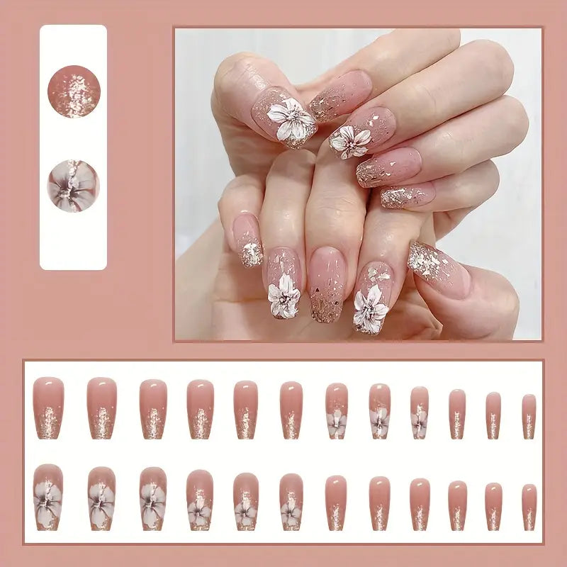 FLOWER DECOR FAKE NAILS