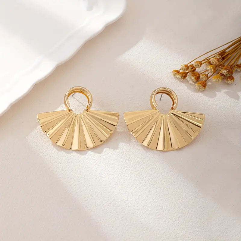 FAN SHAPED KOREAN EARRINGS