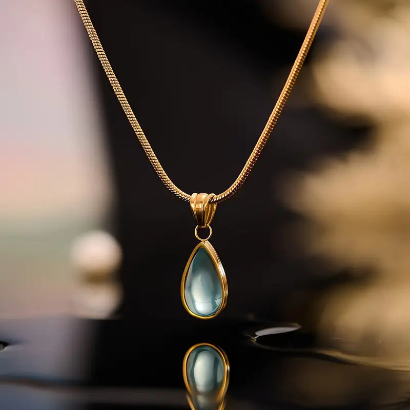 TEARDROP BLUE OCEAN PENDANT NECKLACE