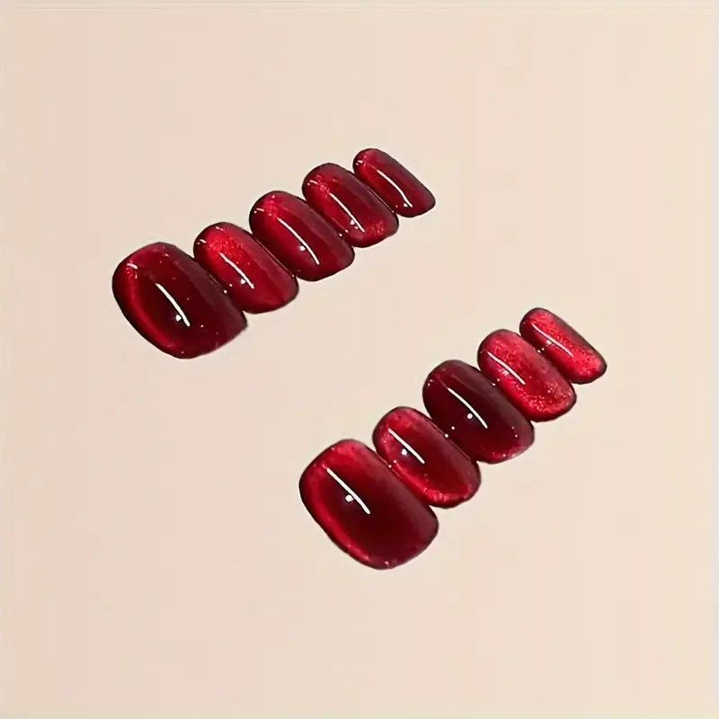 RED CAT EYE NAILS
