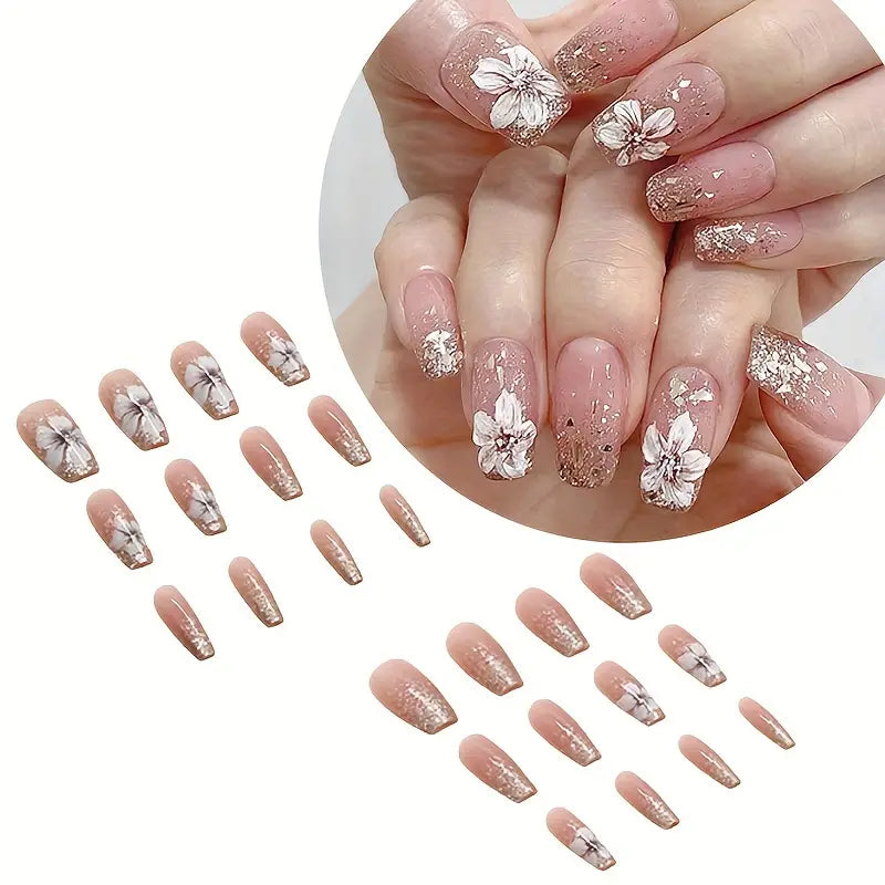 FLOWER DECOR FAKE NAILS