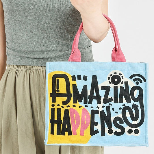 Sweet Cool Color Contrasting Letter Handheld Small Square Bag