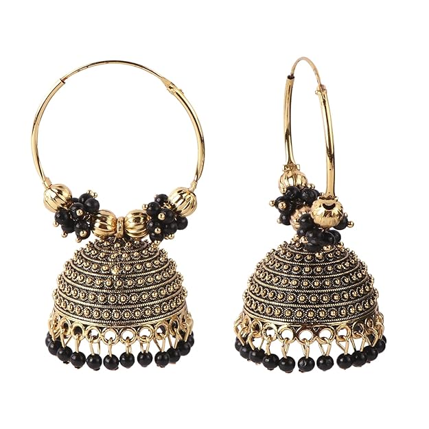 Traditonal Ethnic Gold Platted Dome Shaped Jhumka