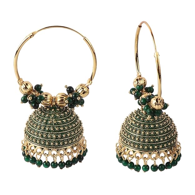 Traditonal Ethnic Gold Platted Dome Shaped Jhumka