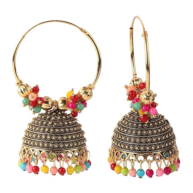 Traditonal Ethnic Gold Platted Dome Shaped Jhumka