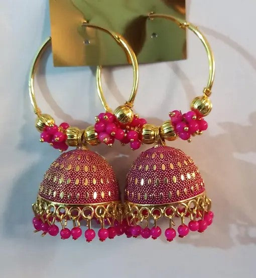 Traditonal Ethnic Gold Platted Dome Shaped Jhumka