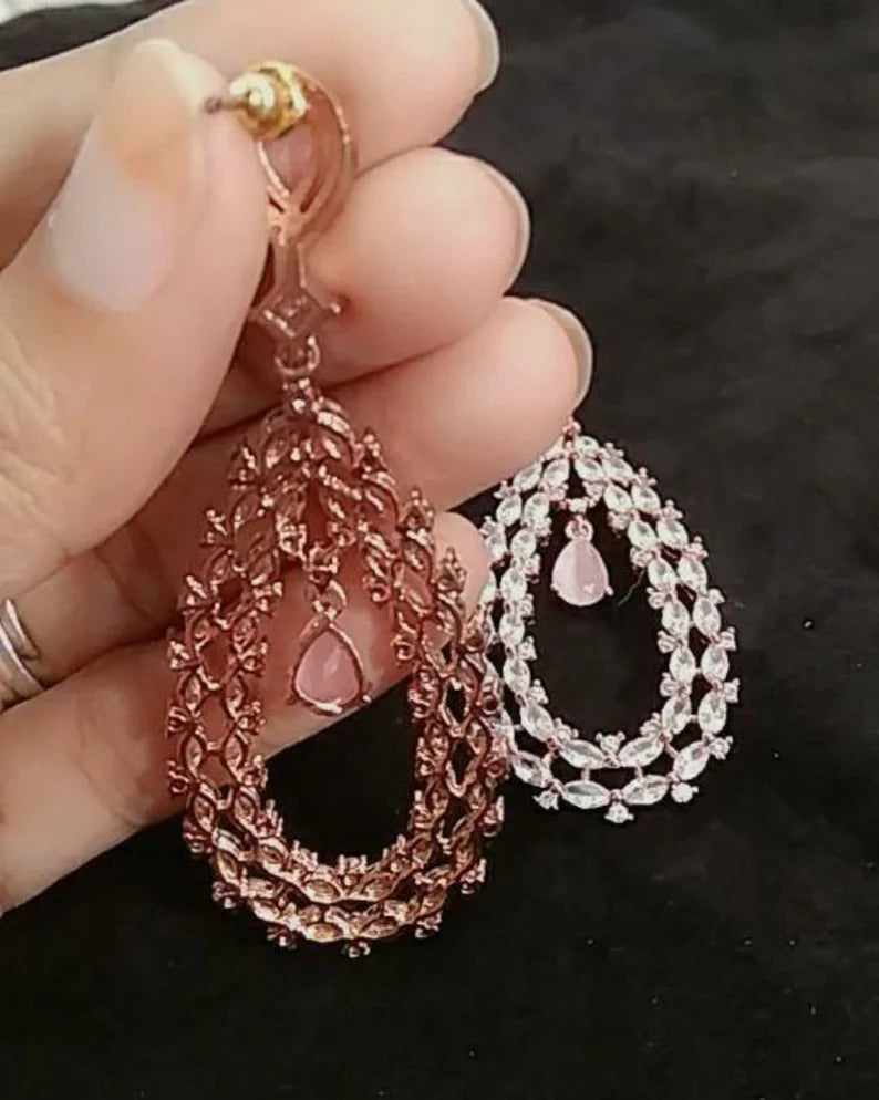 Pink Ruby Stone Drop Earrings