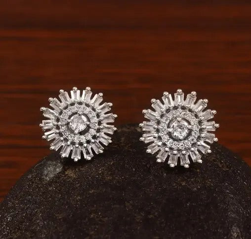 Cubic Zirconia Festive Round Earrings