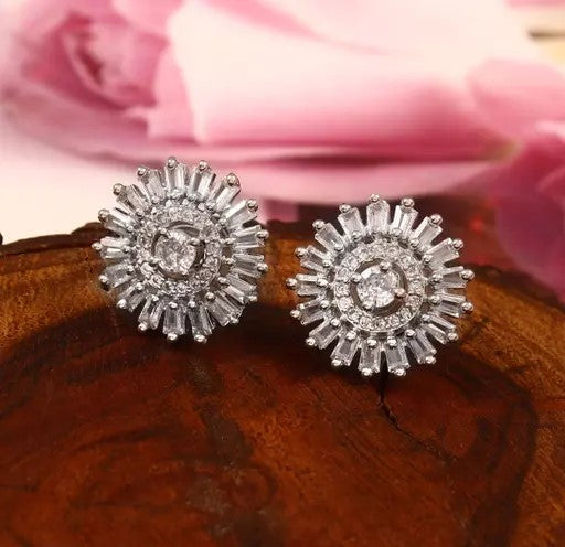 Cubic Zirconia Festive Round Earrings