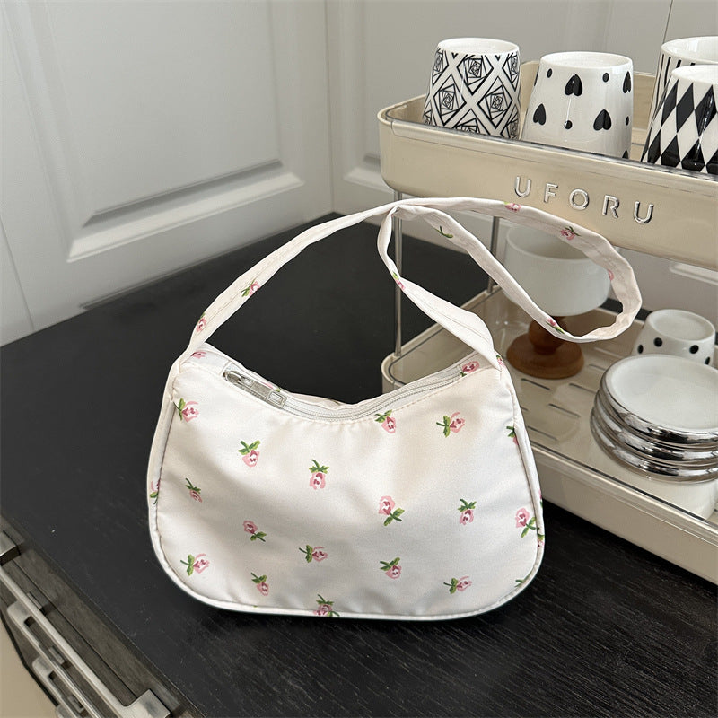 Fresh Floral Canvas Women's Street Underarm Shoulder Bag