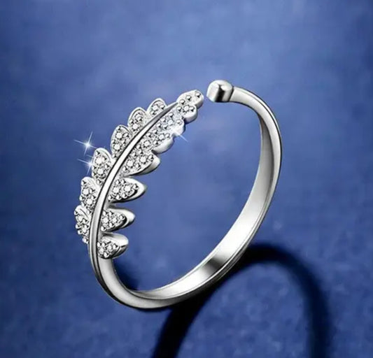 Zircon Leaf Adjustable Ring