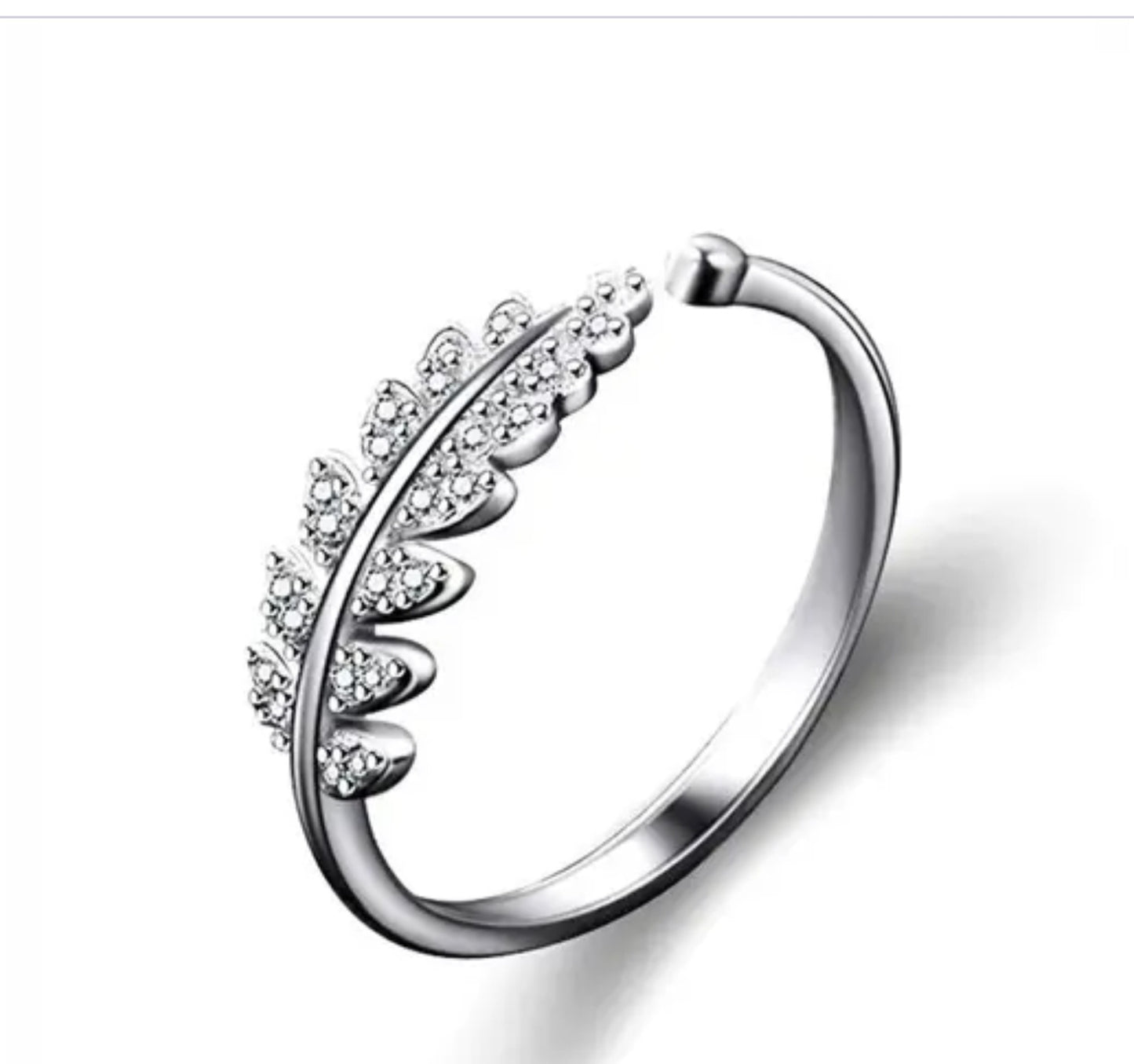 Zircon Leaf Adjustable Ring