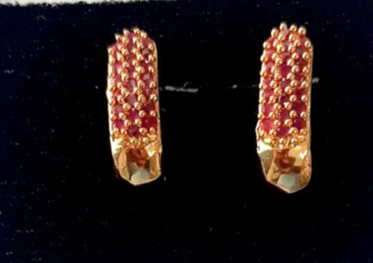 Gold Plated Red Earrings