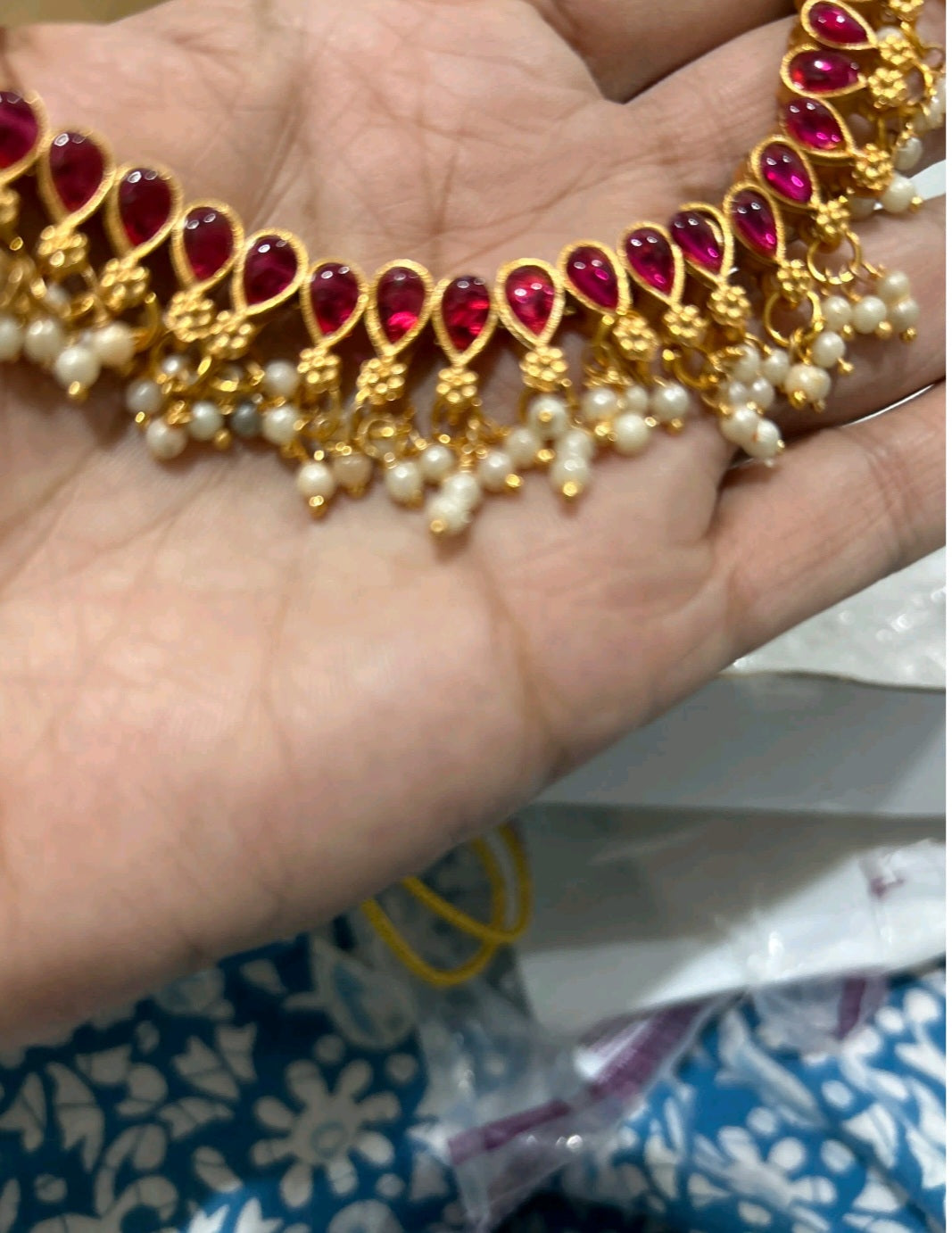 Beautiful Necklace With Kempu Work