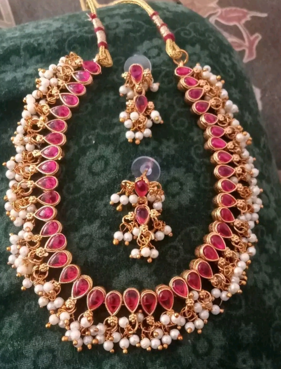 Beautiful Necklace With Kempu Work