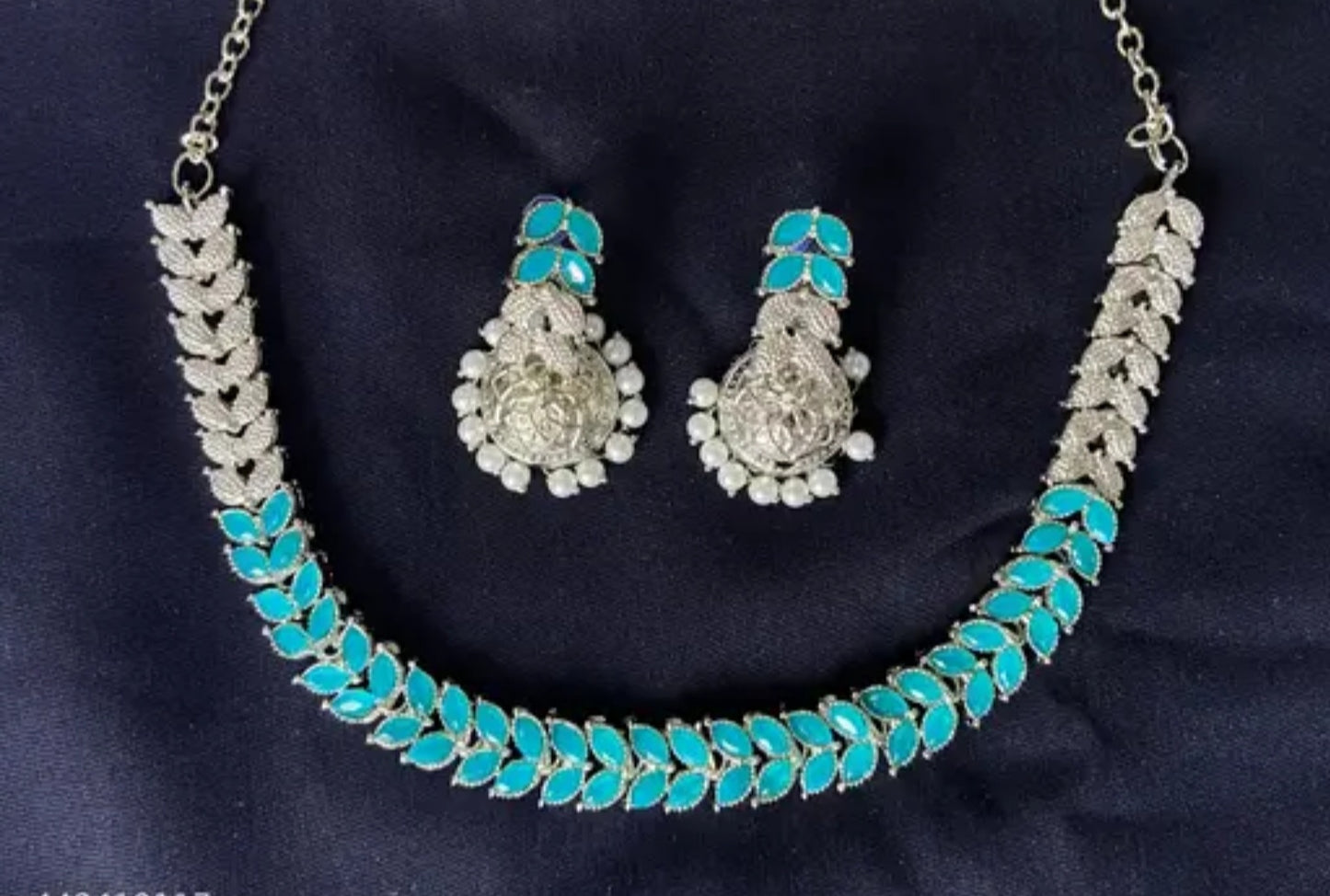 Rhodium Plated Necklace Set With Jhumki