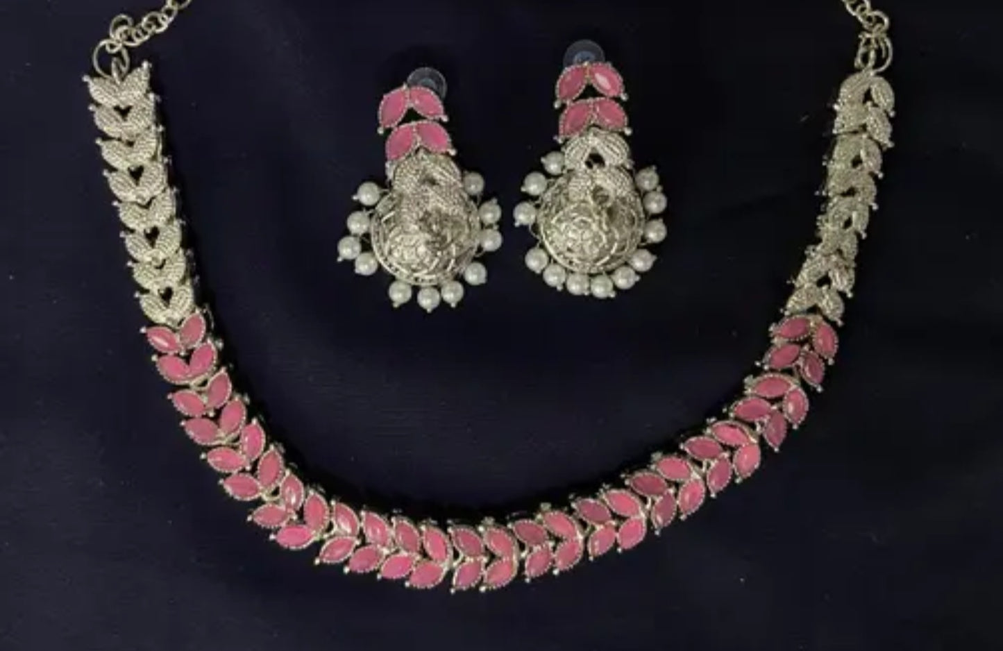 Rhodium Plated Necklace Set With Jhumki