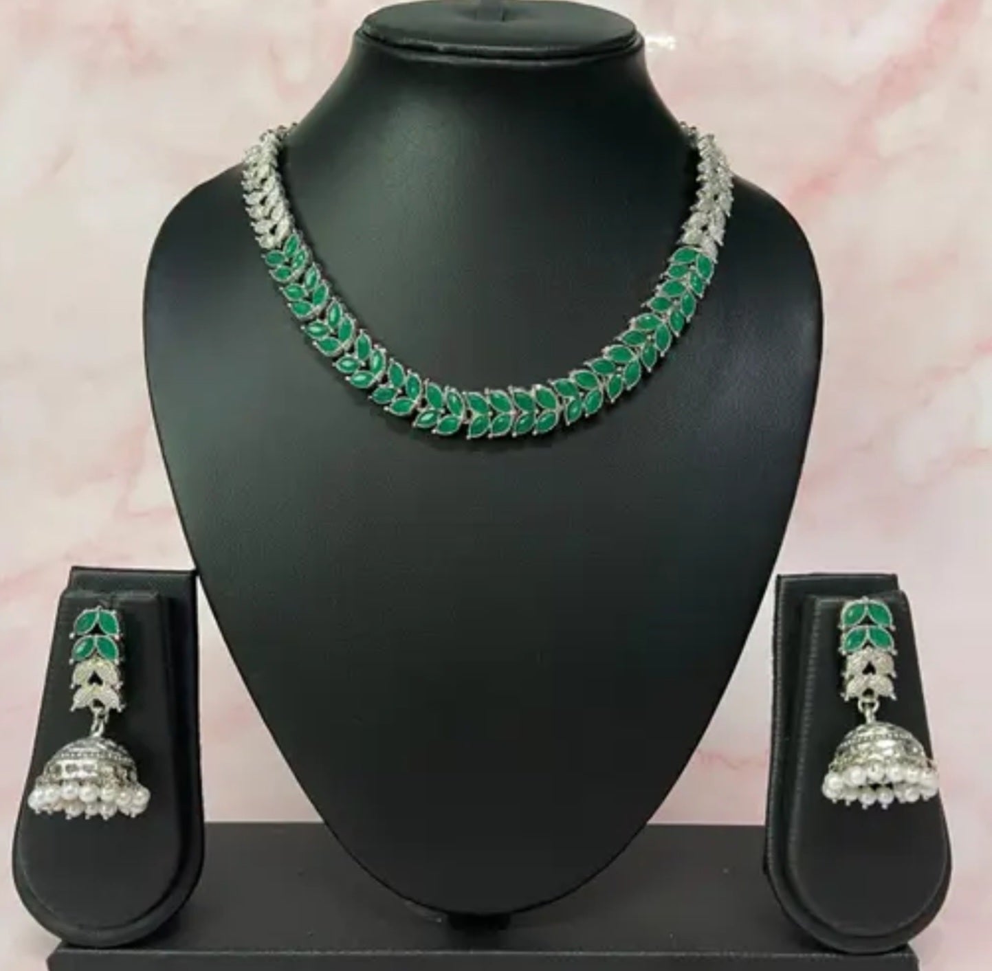 Rhodium Plated Necklace Set With Jhumki