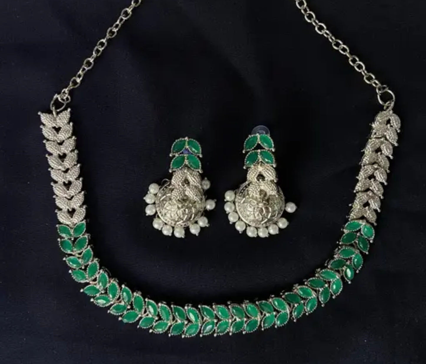 Rhodium Plated Necklace Set With Jhumki