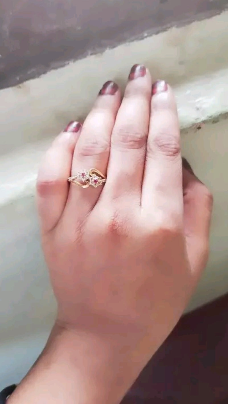 Twin Flower Ring With Diamonds