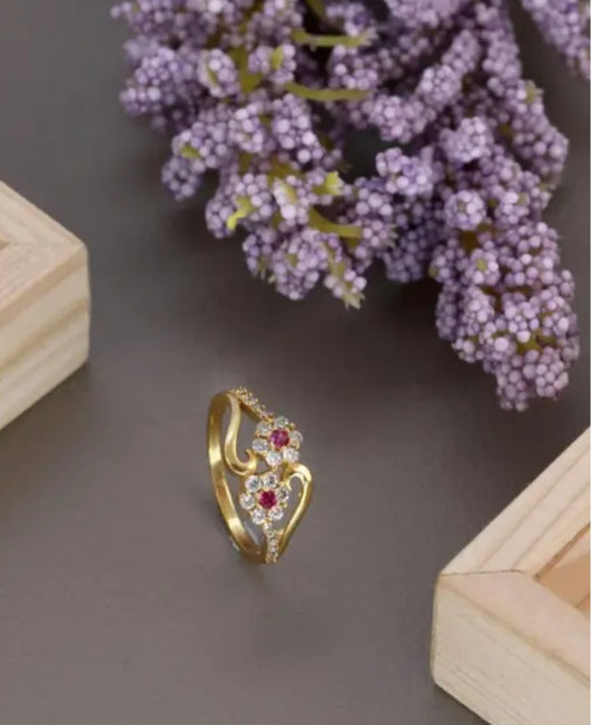 Twin Flower Ring With Diamonds