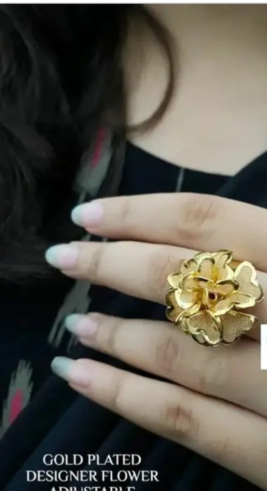 Microplated Adjustable Flower Ring