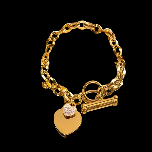 STAINLESS STEEL BRACELET WITH HEART CHARM