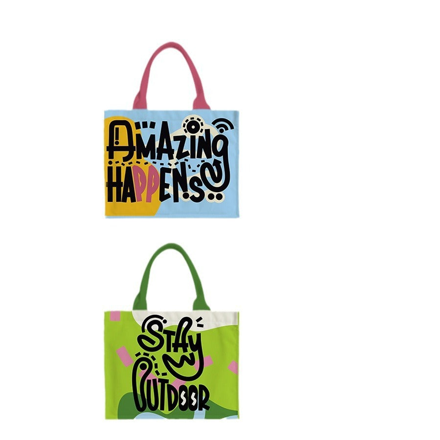 Sweet Cool Color Contrasting Letter Handheld Small Square Bag