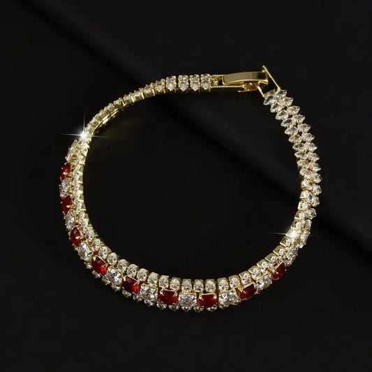 RED AND WHITE ZIRCONIA BRACELET