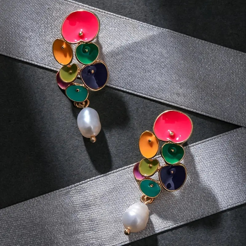 ENAMEL FLOWER EARRINGS