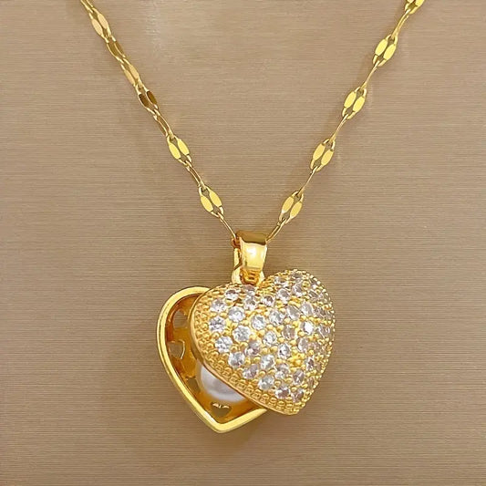 PEACH HEART PEARL SHELL NECKLACE