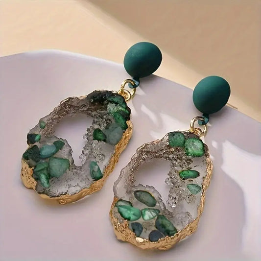 GREEN HOLLOW EARRINGS