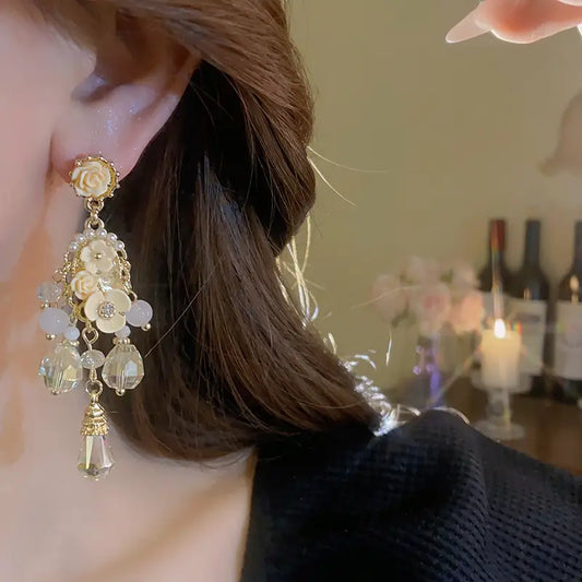 FLORAL PEARL DROP EARRINGS
