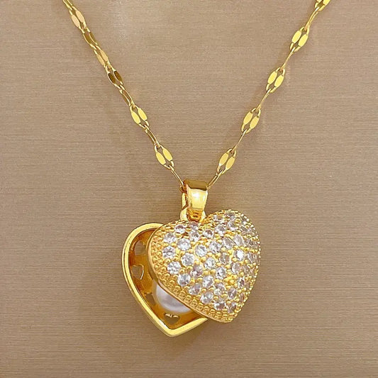 PEACH HEART PEARL SHELL NECKLACE