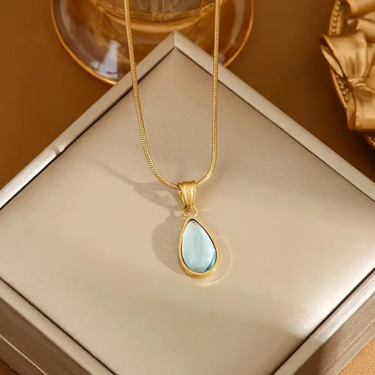 TEARDROP BLUE OCEAN PENDANT NECKLACE