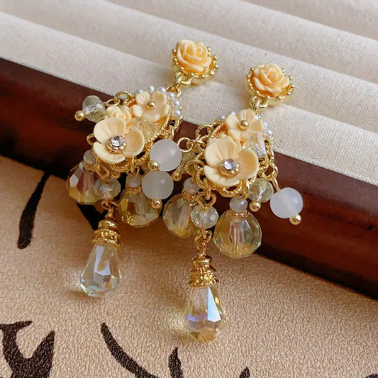 FLORAL PEARL DROP EARRINGS