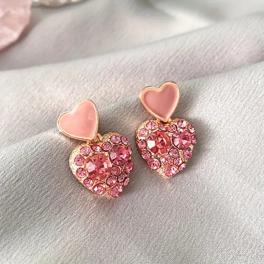 PINK HEART STUD EARRINGS