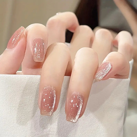 PINK FRENCH GLITTER NAILS