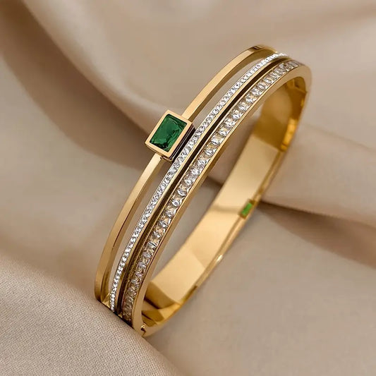 DOUBLE ROW GREEN BRACELET