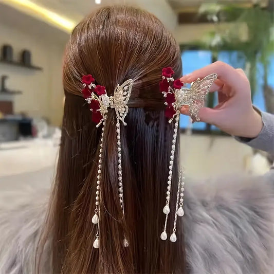 ROSE BUTTERFLY HAIR CLIP