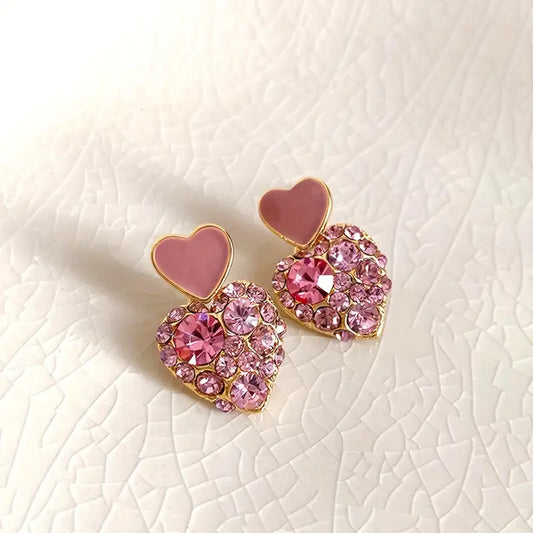 PINK HEART STUD EARRINGS