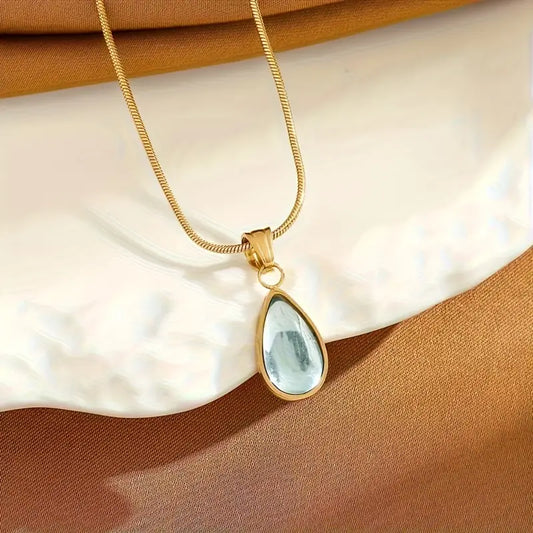 TEARDROP BLUE OCEAN PENDANT NECKLACE