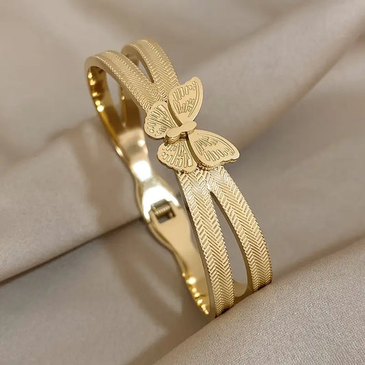 18k STAINLESS STEEL BRACELET WITH BUTTERFLIES