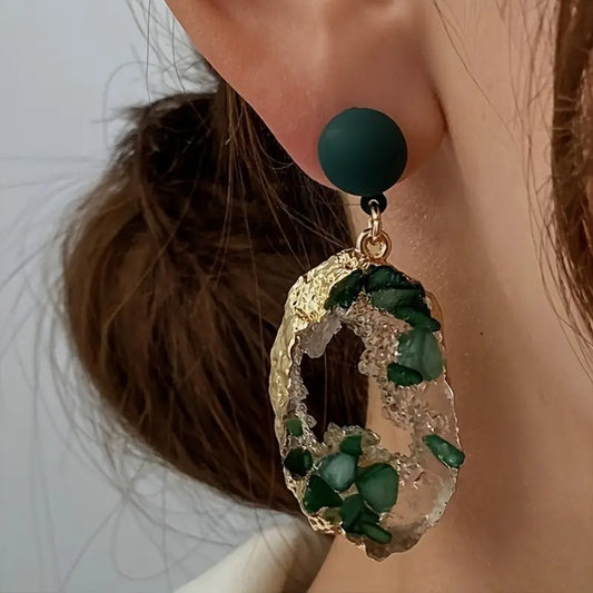 GREEN HOLLOW EARRINGS